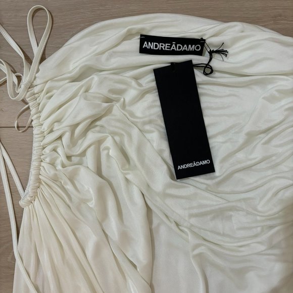 ANDREADAMO Draped Jersey Asymmetric One Shoulder Midi Dress - Picture 3 of 3